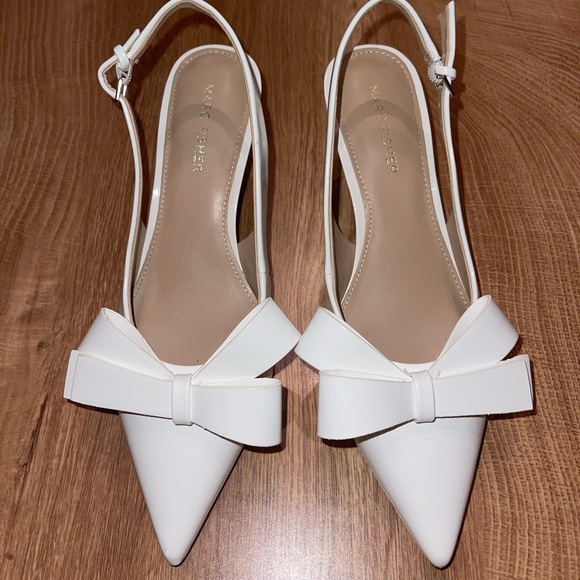 White Bow Kitten Heels - Picture 1 of 2